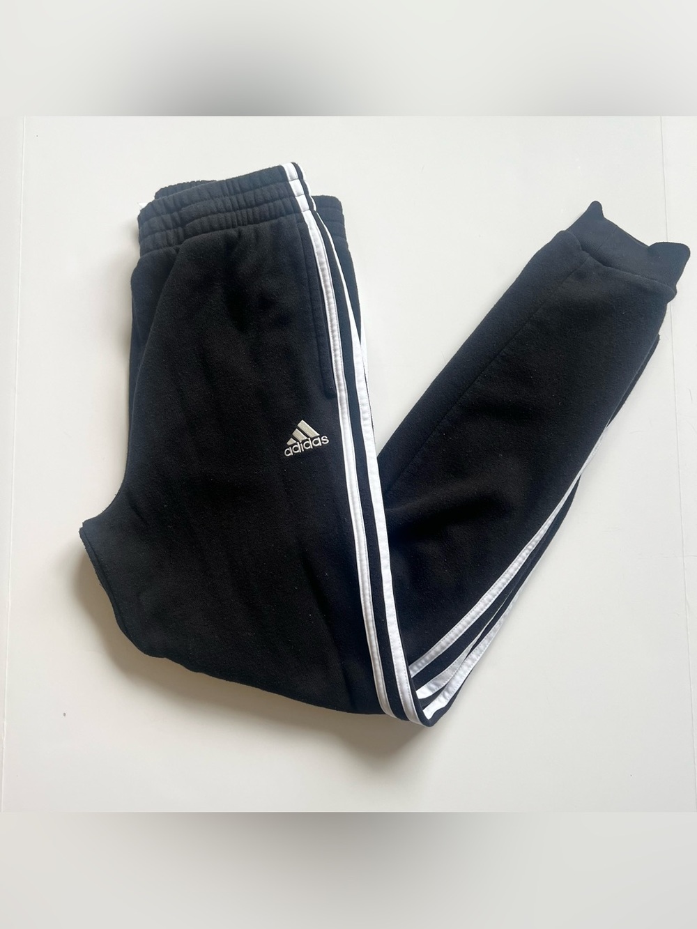 adidas Kids Black Jogger Pants with White Side Stripes Size L (14/16)